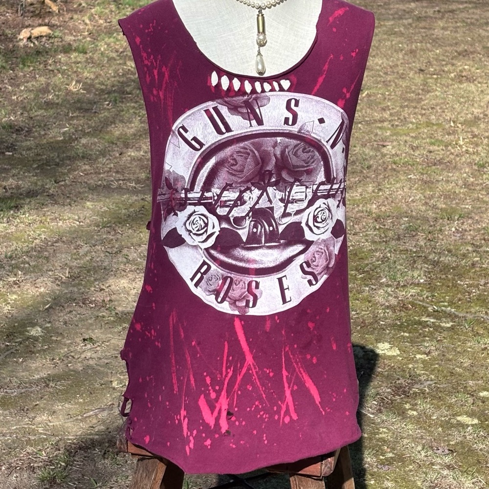 Handmade Bleached And Roped Guns N Roses Tank!